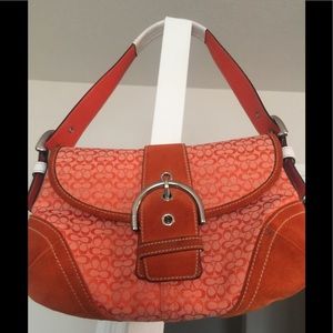 Orange Suede Coach Purse